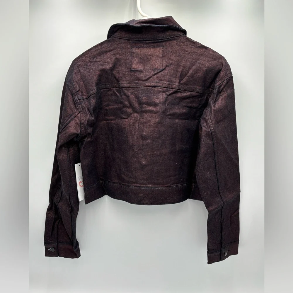 Juicy Couture‎ Metallic Plum Cropped Denim Jacket Women's Medium Button